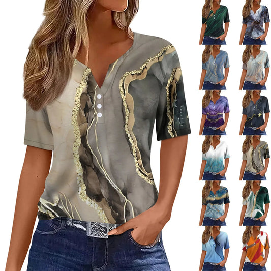 New Women's T-Shirts Fashion Print Top Elegant Simple Pattern T Shirts for Women Summer Leisure Female Clothing Streetwear